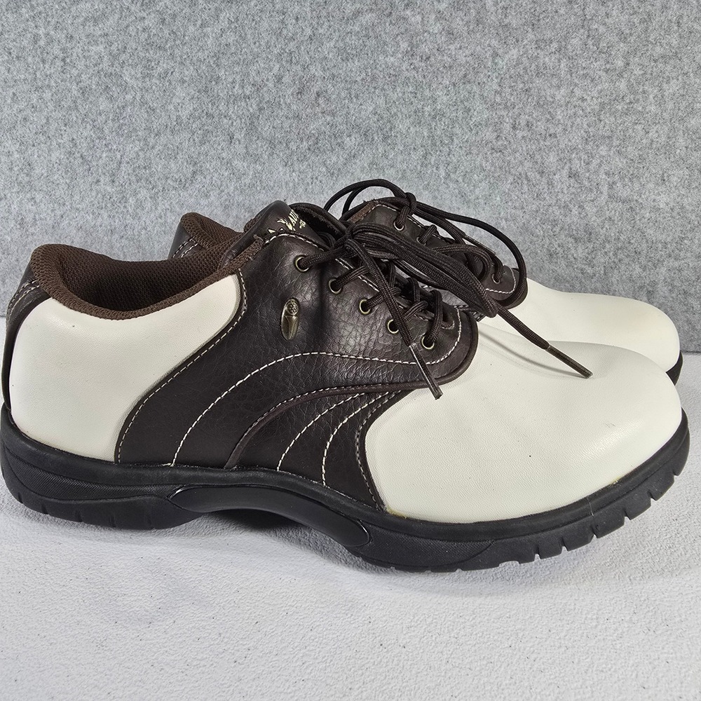 Austin Golf Mens 9 D Brown White Saddle Spiked Golf Shoes 0000440071C-HI